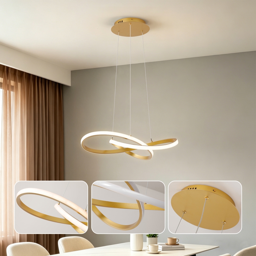 BRILAGI - Suspension LED dimmable sur câble INFINITY LED/55W/230V 3000-6000K 50x50 cm dorée + télécommande