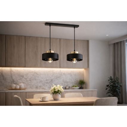 Brilagi - Lustre suspendu sur câble SPRING 2xE27/60W/230V noir/doré