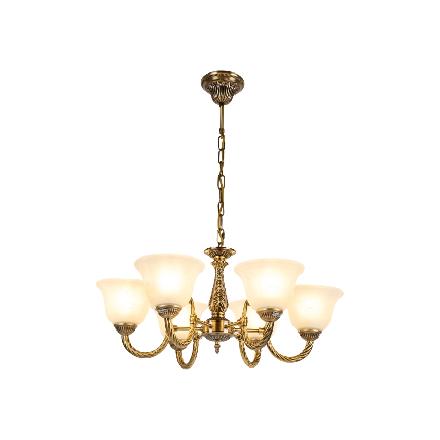 Brilagi - Lustre suspendu sur chaîne CLASSIC 6xE14/10W/230V en laiton