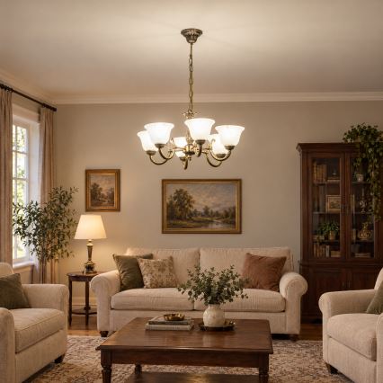 BRILAGI - Lustre suspendu sur chaîne CLASSIC 6xE14/10W/230V en laiton