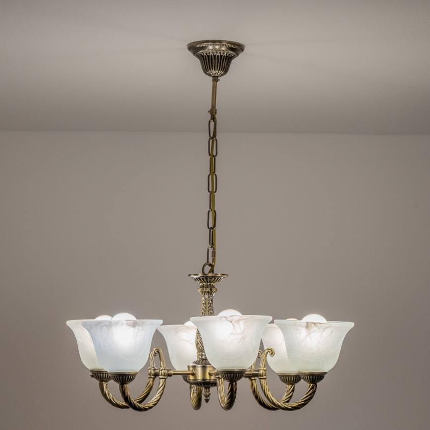 BRILAGI - Lustre suspendu sur chaîne CLASSIC 6xE14/10W/230V en laiton