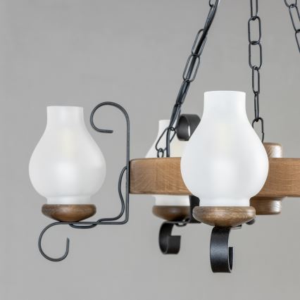 Brilagi - Lustre suspendu sur chaîne ROATA 5xE14/40W/230V Ø 50 cm hêtre/noyer