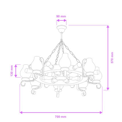 Brilagi - Lustre suspendu sur chaîne TIMONA 8xE14/40W/230V Ø 70 cm hêtre/noyer