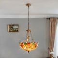 Brilagi - Lustre Tiffany en vitrail SUNFLOWER suspendu par une chaîne 3xE27/60W/230V Ø 50 cm