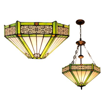 BRILAGI - Lustre Tiffany en vitrail sur chaîne EMERALD 3xE27/60W/230V Ø 50 cm