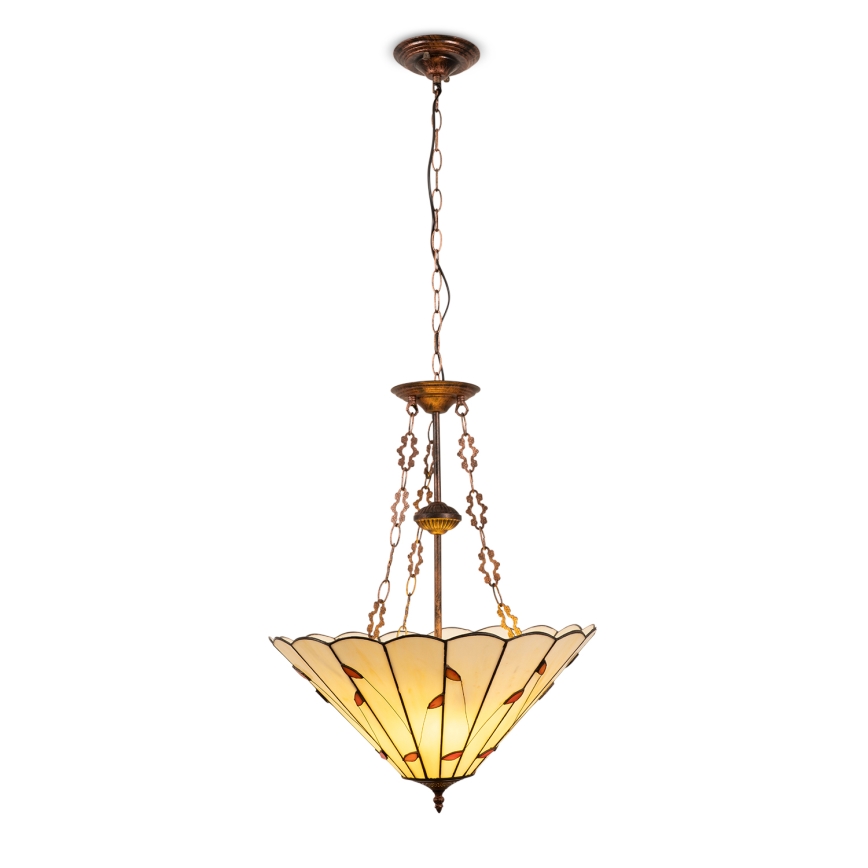 Brilagi - Lustre Tiffany en vitrail sur chaîne FOLIA 3xE27/60W/230V Ø 50 cm