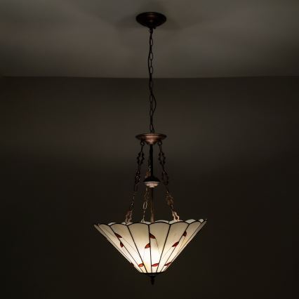 Brilagi - Lustre Tiffany en vitrail sur chaîne FOLIA 3xE27/60W/230V Ø 50 cm