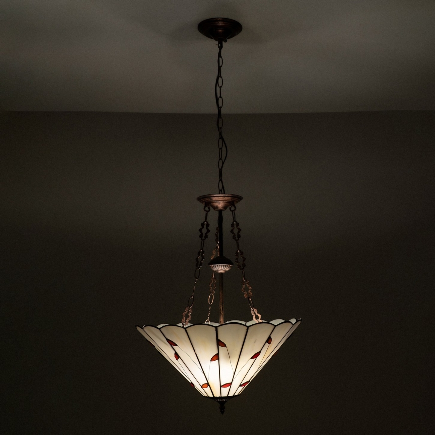 Brilagi - Lustre Tiffany en vitrail sur chaîne FOLIA 3xE27/60W/230V Ø 50 cm