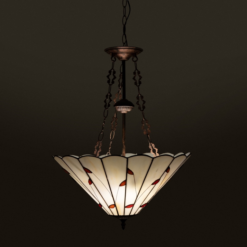 Brilagi - Lustre Tiffany en vitrail sur chaîne FOLIA 3xE27/60W/230V Ø 50 cm