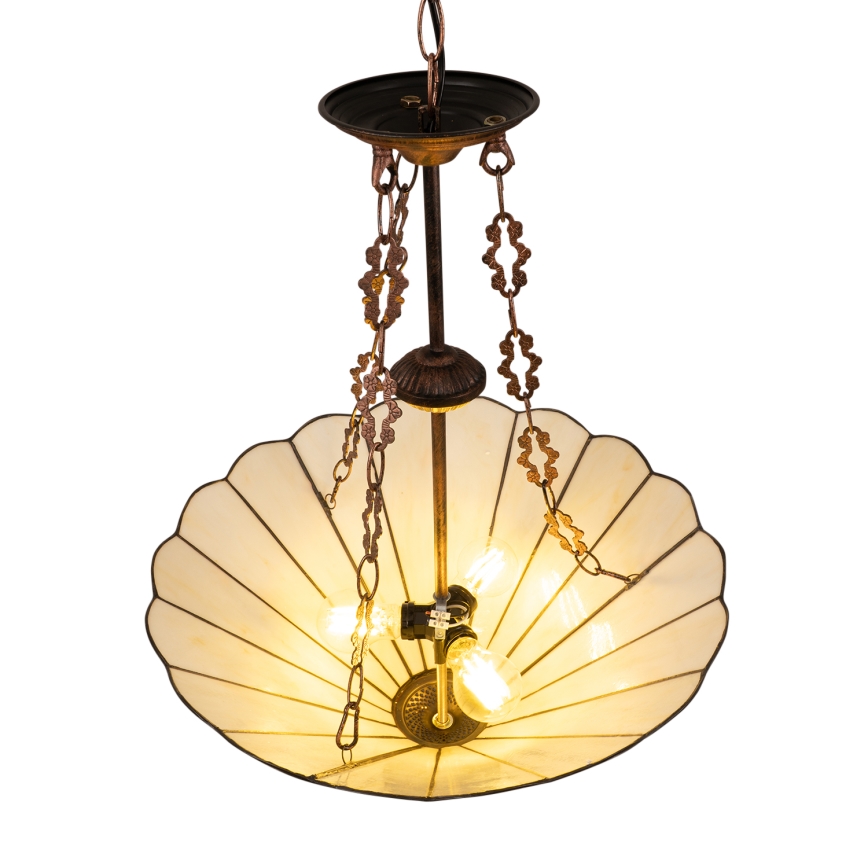Brilagi - Lustre Tiffany en vitrail sur chaîne FOLIA 3xE27/60W/230V Ø 50 cm