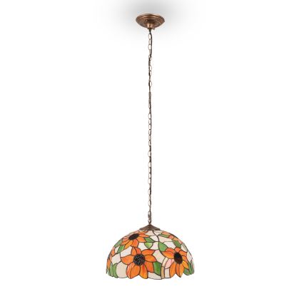 Brilagi - Lustre Tiffany en vitrail suspendu par chaîne SUNFLOWER 1xE27/60W/230V Ø 40 cm