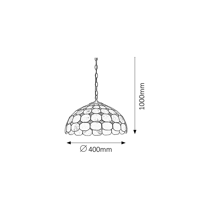 Brilagi - Lustre Tiffany en vitrail, suspendu sur chaîne DORAN 2xE27/60W/230V