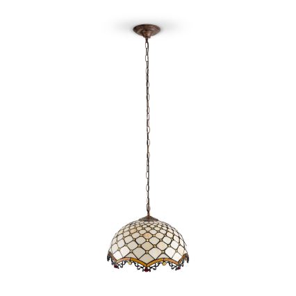 Brilagi - Lustre Tiffany en vitrail suspendu sur chaîne ivoire 1xE27/60W/230V Ø 40 cm