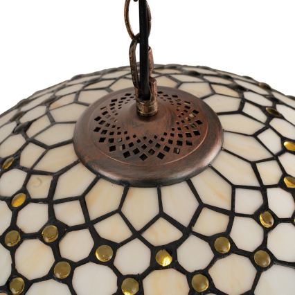 Brilagi - Lustre Tiffany en vitrail suspendu sur chaîne ivoire 1xE27/60W/230V Ø 40 cm