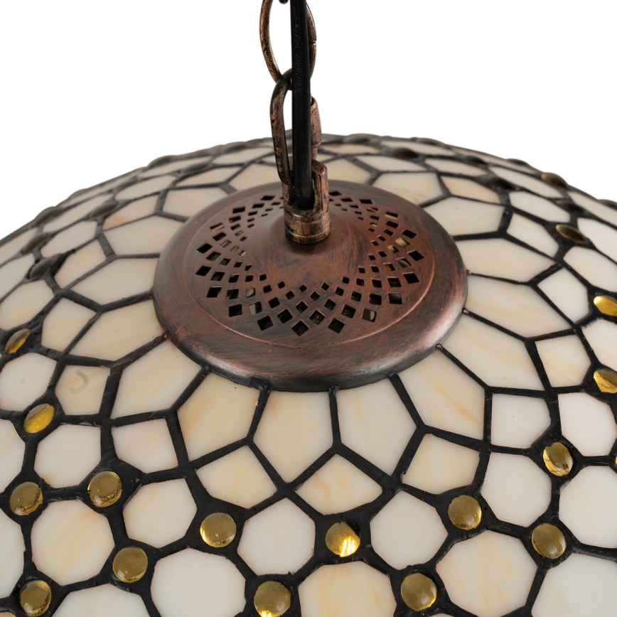 Brilagi - Lustre Tiffany en vitrail suspendu sur chaîne ivoire 1xE27/60W/230V Ø 40 cm