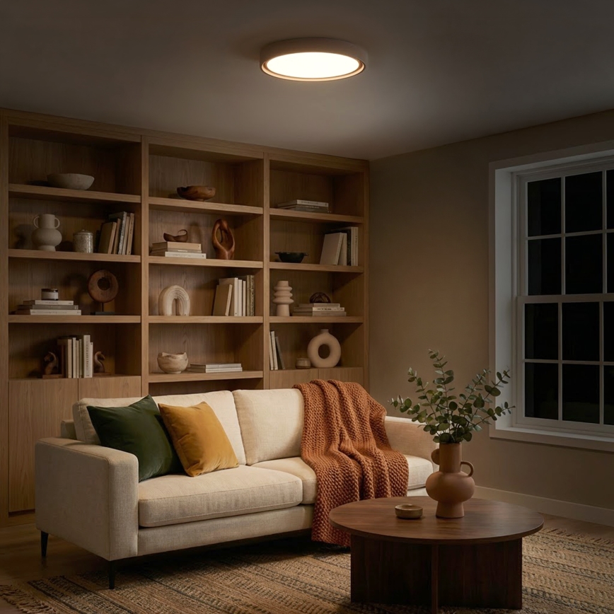 Brilagi - MATTEO dimmbare LED-Deckenleuchte LED/48W/230V 3000–6500K Ø 41 cm taupe + Fernbedienung