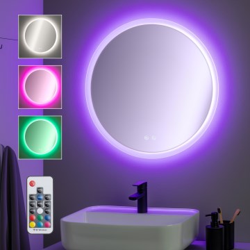 Brilagi - Miroir chauffant de salle de bains LED RGBW dimmable à éclairage intégré CLARA PRO LED/19W/230V Ø 60 cm 3000/4000/6500K IP44 CRI 90 + télécommande