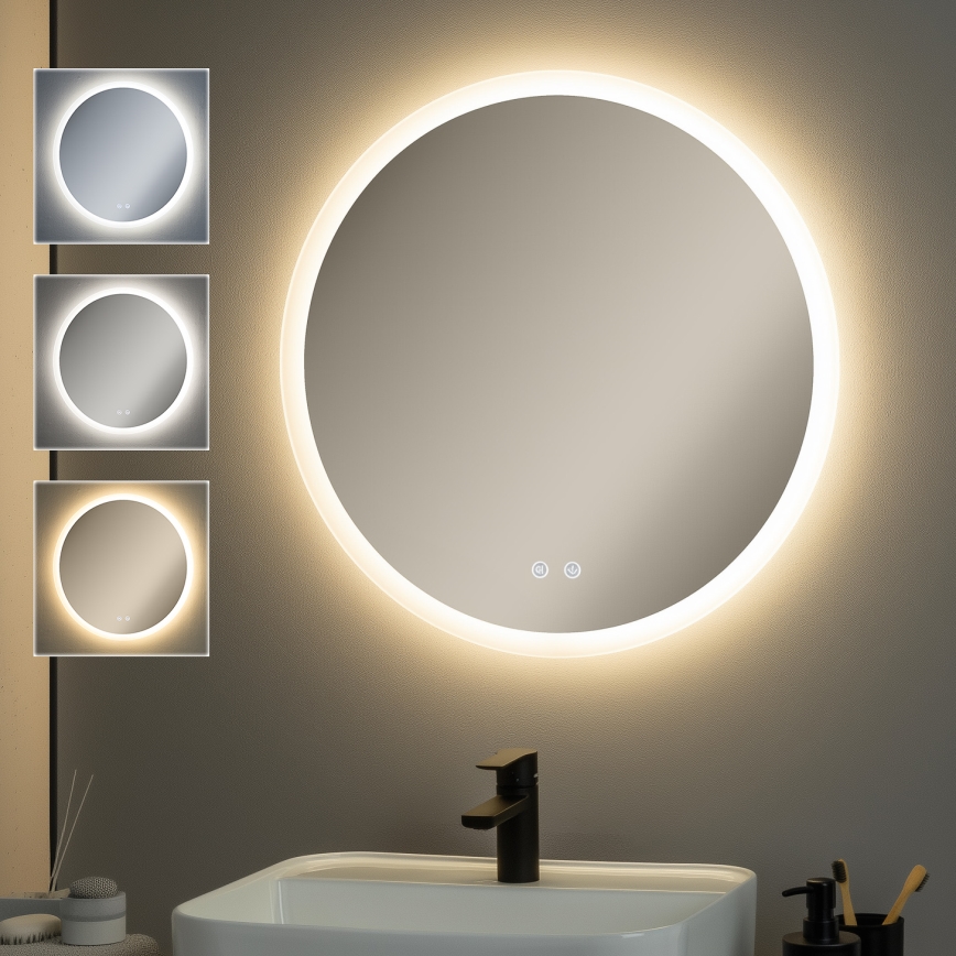 Brilagi - Miroir chauffant LED dimmable pour salle de bains avec rétroéclairage CLARA PRO LED/19W/230V Ø 60 cm 3000/4000/6500K IP44 IRC 90