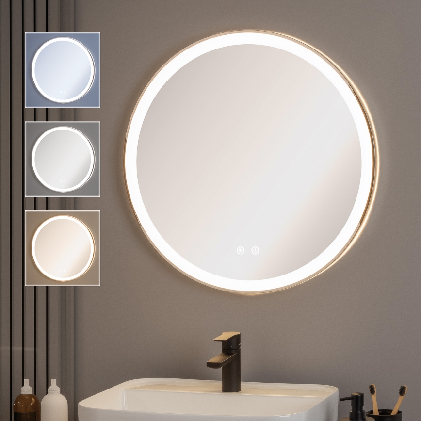 Brilagi - Miroir chauffant pour salle de bains à LED à intensité variable, rétroéclairé ALU PRO LED/18W/230V Ø 60 cm 3000/4000/6500K IP44 chrome brillant CRI 90