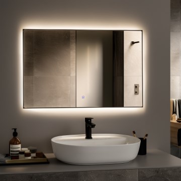 Brilagi - Miroir LED de salle de bains SUELLO LED/30W/230V 60x90 cm noir IP44 IRC 90 dimmable + CCT