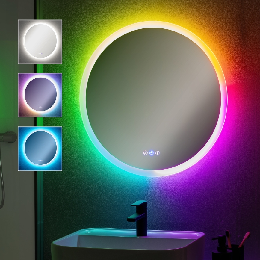 Brilagi - Miroir LED RGBW chauffant et dimmable pour salle de bains avec rétroéclairage CLARA PRO LED/18,5W/230V pr. 60 cm 3000/4000/6500K IP44 CRI 90