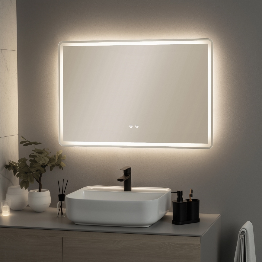 Brilagi - Miroir de salle de bain LED chauffant anti-buée, rétroéclairé et dimmable BELLA LED/19W/230V 60x90 cm 3000/4000/6500K IP44 CRI 90