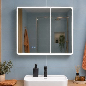 BRILAGI - Mobile da bagno specchiato LED con retroilluminazione NOTO DOUBLE 78x65 cm