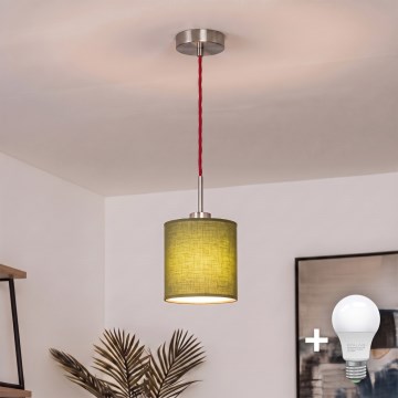 Brilagi - NUBILA LED-Hängeleuchte mit Kabelaufhängung 1xE27/60W/230V Ø 14 cm rot/grün
