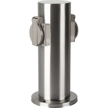 Brilagi - Outdoor-Steckdosensäule PILLAR 2Z SCHUKO 230V IP44 matt Chrom