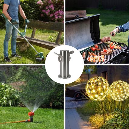 Brilagi - Outdoor-Steckdosensäule PILLAR 2Z SCHUKO 230V IP44 matt Chrom