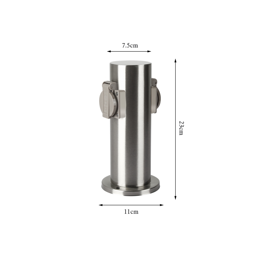 Brilagi - Outdoor-Steckdosensäule PILLAR 2Z SCHUKO 230V IP44 matt Chrom