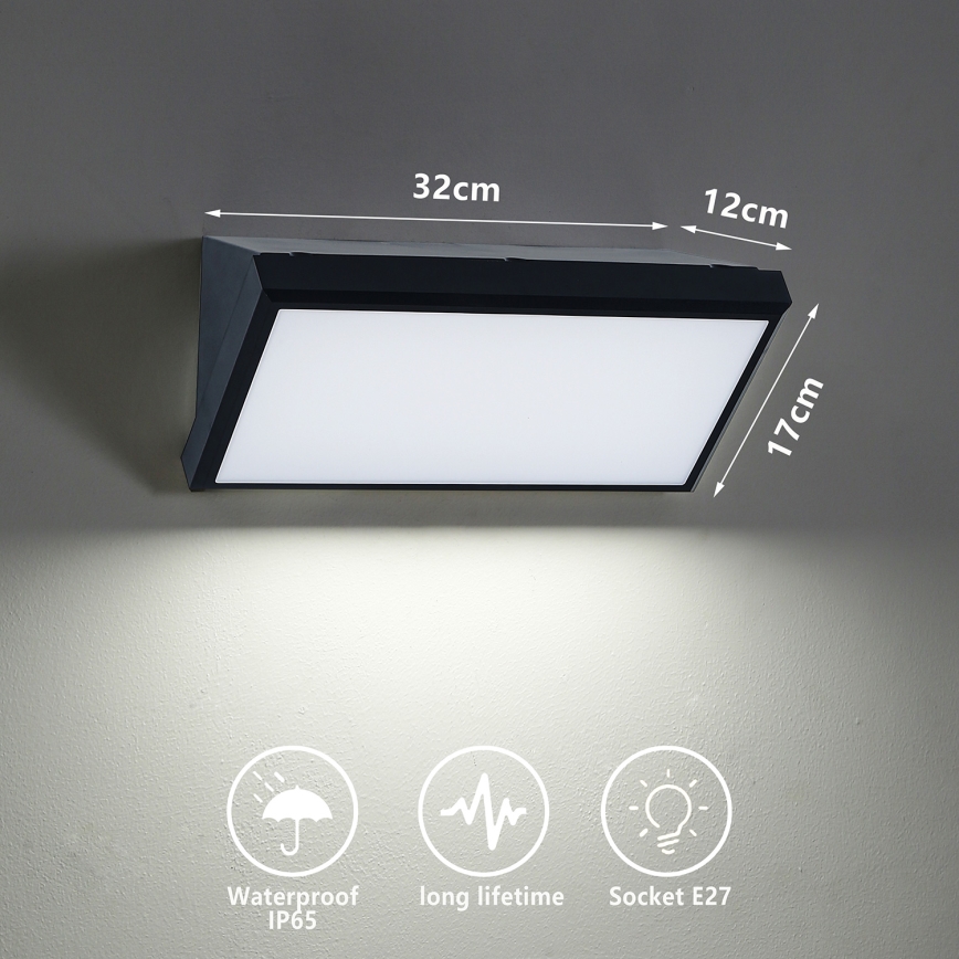 Brilagi - Outdoor-Wandleuchte TRIANGLE 1xE27/60W/230V schwarz IP65