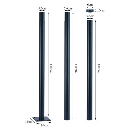 Brilagi - Palo in metallo per illuminazione esterna URBAN 3 m palo diametro 58 opaco antracite