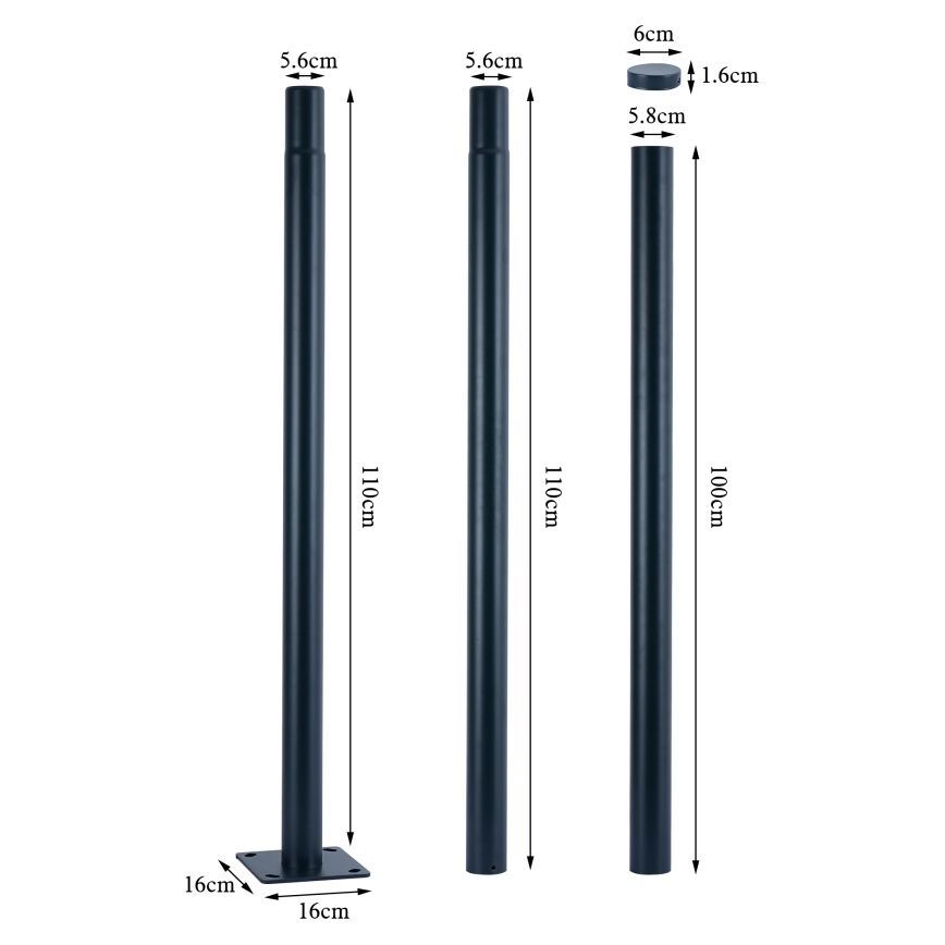 Brilagi - Palo in metallo per illuminazione esterna URBAN 3 m palo diametro 58 opaco antracite