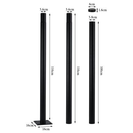 Brilagi - Palo in metallo per illuminazione esterna URBAN 3 m palo diametro 58 opaco nero