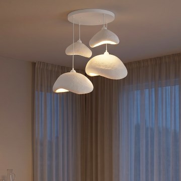 Brilagi - Pendelleuchte an Drahtseil LUNA 4xE27/40W/230V Ø 90 cm weiß