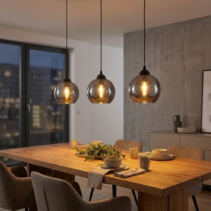 Brilagi - Pendelleuchte an Kabel 1xE27/60W/230V schwarz/rauchgrau