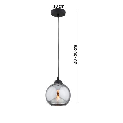 Brilagi - Pendelleuchte an Kabel 1xE27/60W/230V schwarz/rauchgrau