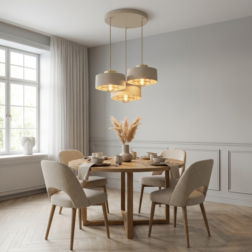 Brilagi - Pendelleuchte an Kabel 3xE27/60W/230V beige/gold