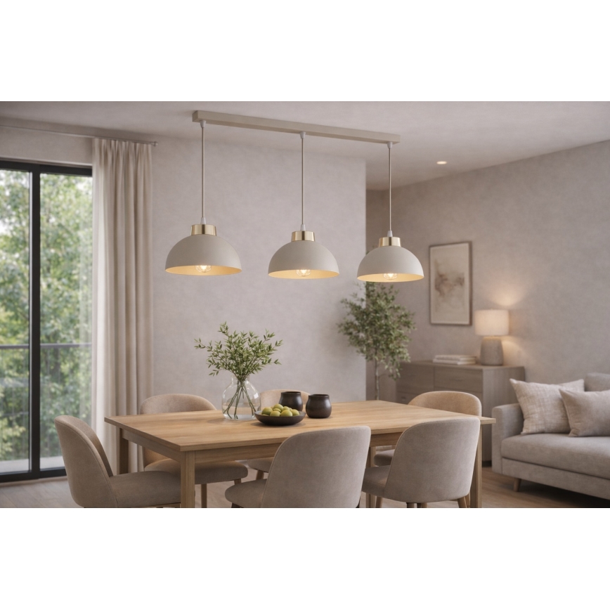 Brilagi - Pendelleuchte an Kabel 3xE27/60W/230V beige/gold