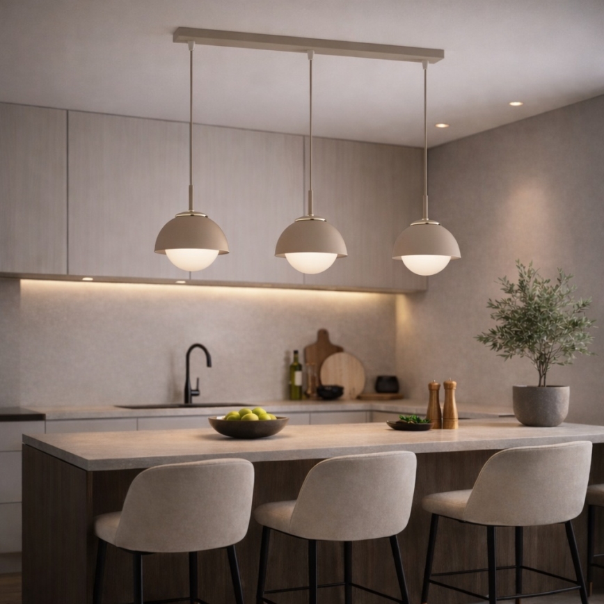 Brilagi - Pendelleuchte an Kabel 3xE27/60W/230V beige/gold