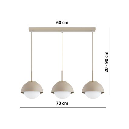Brilagi - Pendelleuchte an Kabel 3xE27/60W/230V beige/gold
