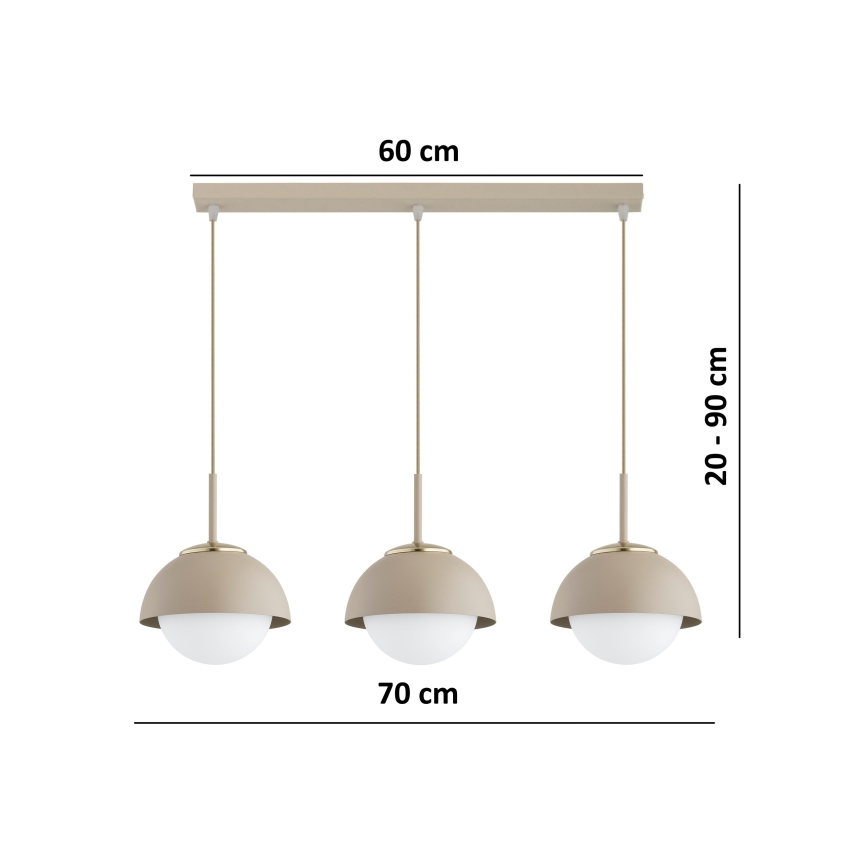 Brilagi - Pendelleuchte an Kabel 3xE27/60W/230V beige/gold