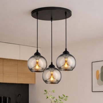 Brilagi - Pendelleuchte an Kabel 3xE27/60W/230V schwarz/rauchgrau