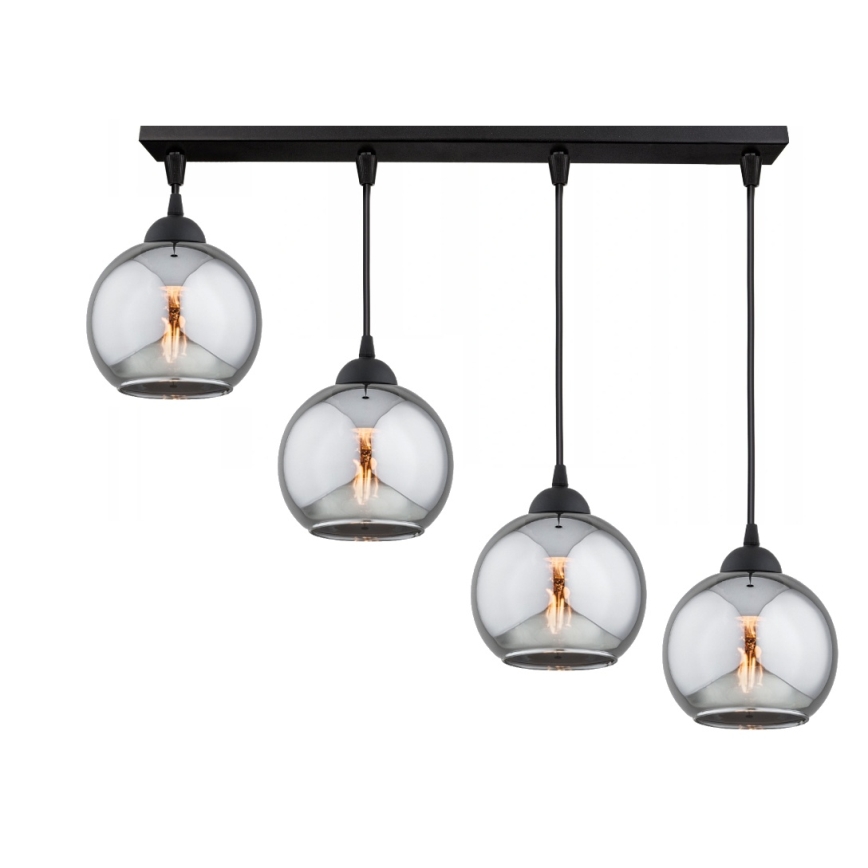 Brilagi - Pendelleuchte an Kabel DIOR 4xE27/60W/230V schwarz/rauchgrau