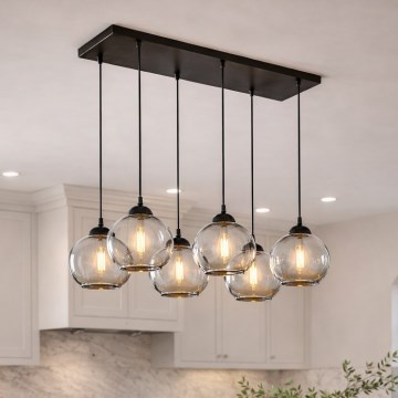 Brilagi - Pendelleuchte an Kabel DIOR 6xE27/60W/230V schwarz/rauchgrau
