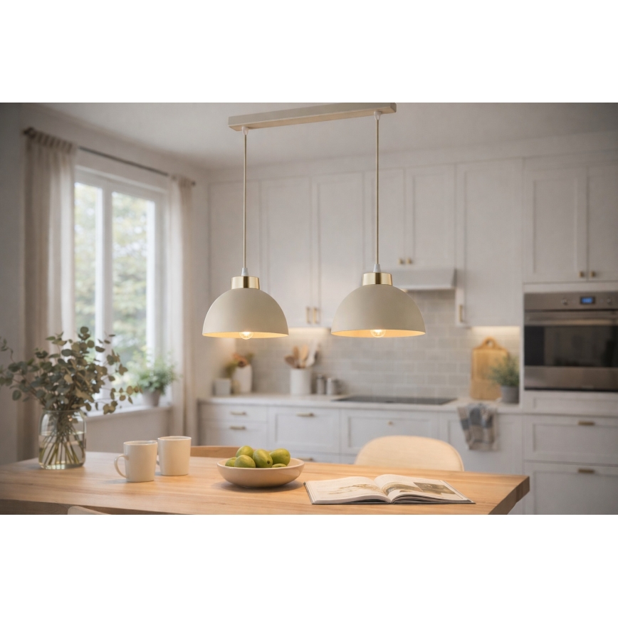 Brilagi - Pendelleuchte an Kabel MOON 2xE27/60W/230V beige/gold