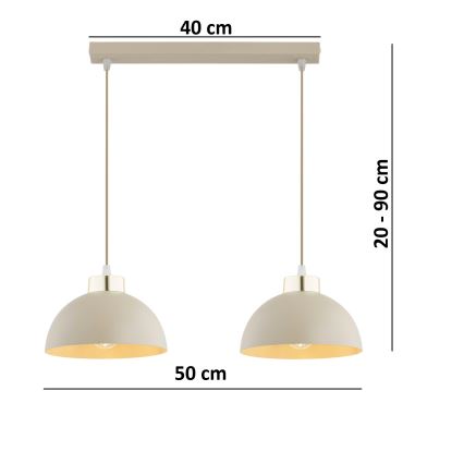 Brilagi - Pendelleuchte an Kabel MOON 2xE27/60W/230V beige/gold