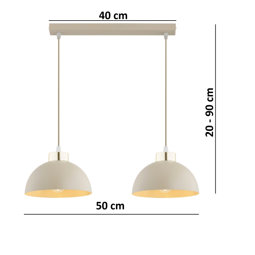 Brilagi - Pendelleuchte an Kabel MOON 2xE27/60W/230V beige/gold