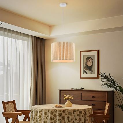 Brilagi - Pendelleuchte an Kabel NORDIC WAVE 1xE27/15W/230V Ø 32 cm Leinen/Weiß